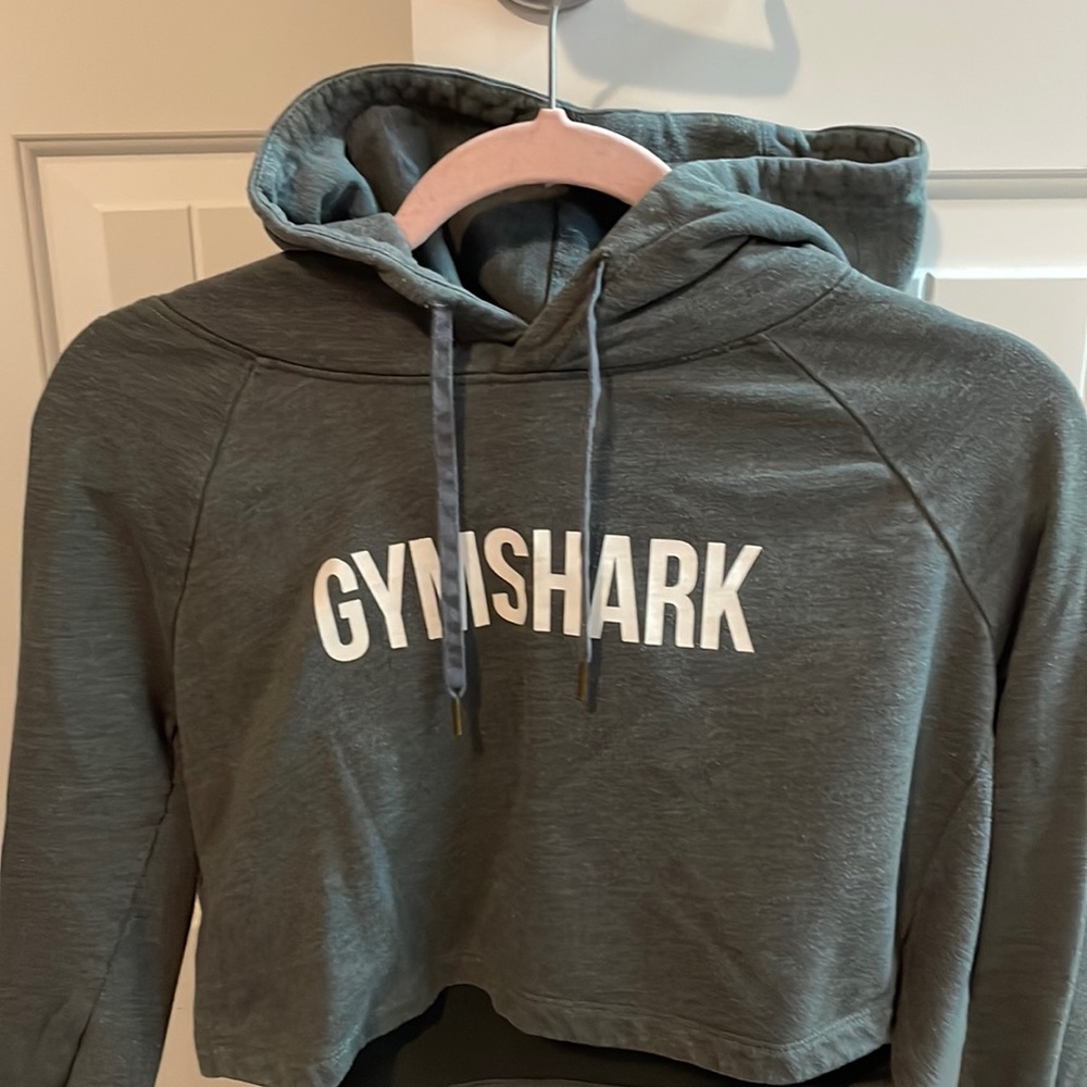Gym shark cropped  grey hoodie Small